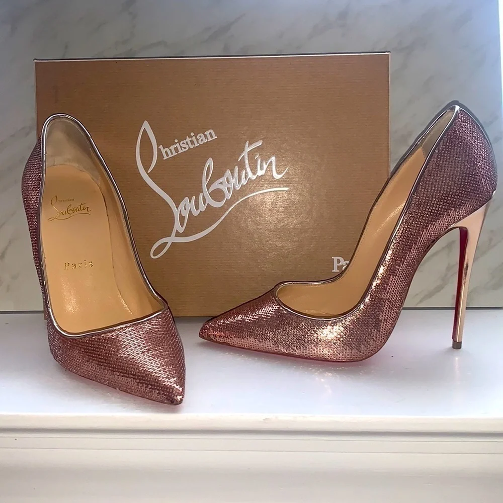 So Kate 120 Christian Louboutin sequins metallic rose gold - Picture 2 of 10